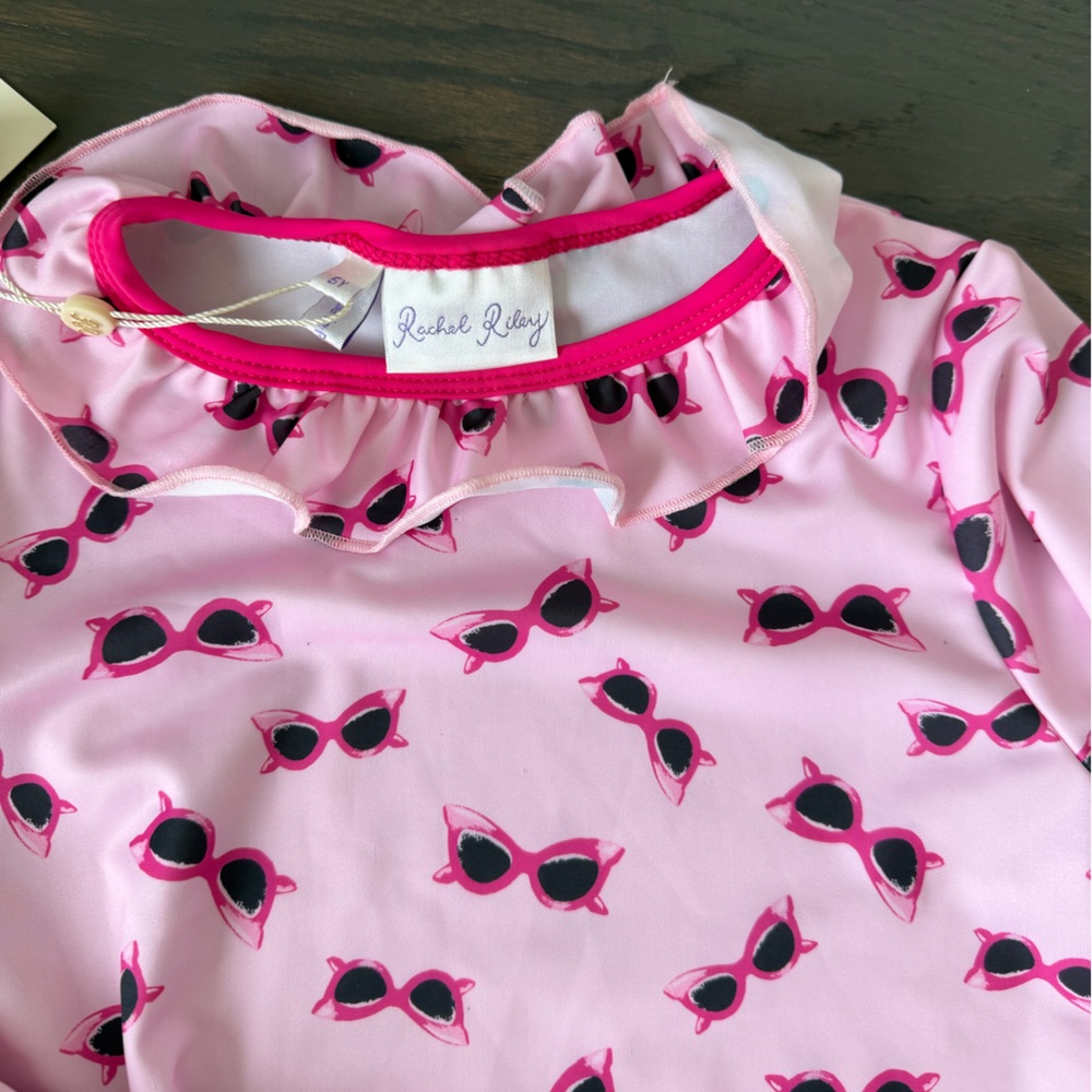Rachel Riley Pink Sunglasses Print Rash Guard Swim Set - Picture 3 of 4